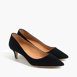 J.Crew black suede kitten heel